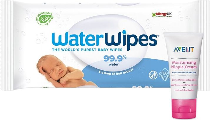 Philips AVENT Krém na bradavky 30 ml+WATERWIPES 100% BIO odbouratené vlhčené ubrousky 60 ks - obrázek 1