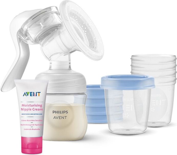 Philips AVENT Odsávačka mateřského mléka manuální + VIA 180 ml 5 ks + Krém na bradavky 30 ml - obrázek 1
