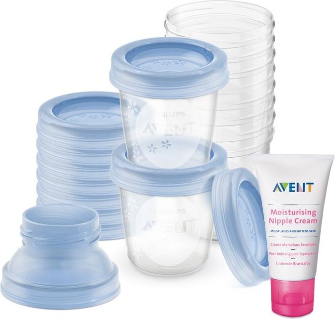 Philips AVENT VIA zásobníky na mateřské mléko, 10 ks + Krém na bradavky 30 ml - obrázek 1
