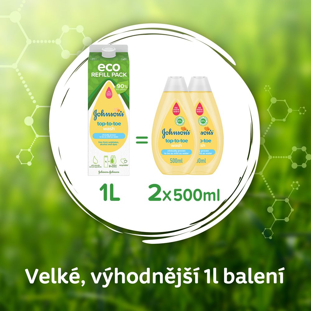 JOHNSON'S® Gel mycí pro tělo a vlásky, náhradní náplň 1000 ml - obrázek 3