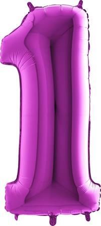 Grabo Nafukovací balónek číslo 1 fialový 102cm extra velký - - obrázek 1