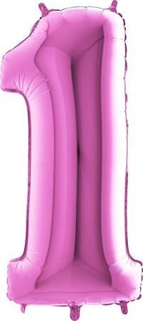 Grabo Nafukovací balónek číslo 1 růžový 102cm extra velký - - obrázek 1