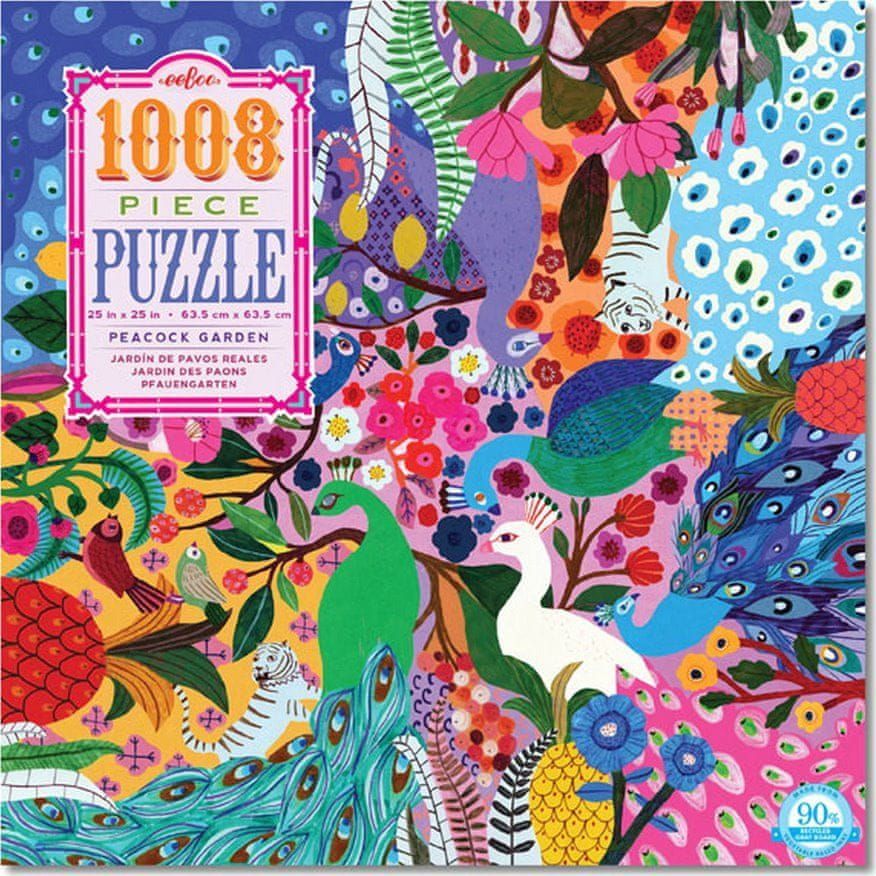 eeBoo Čtvercové puzzle Pávi v zahradě 1000 dílků - obrázek 1