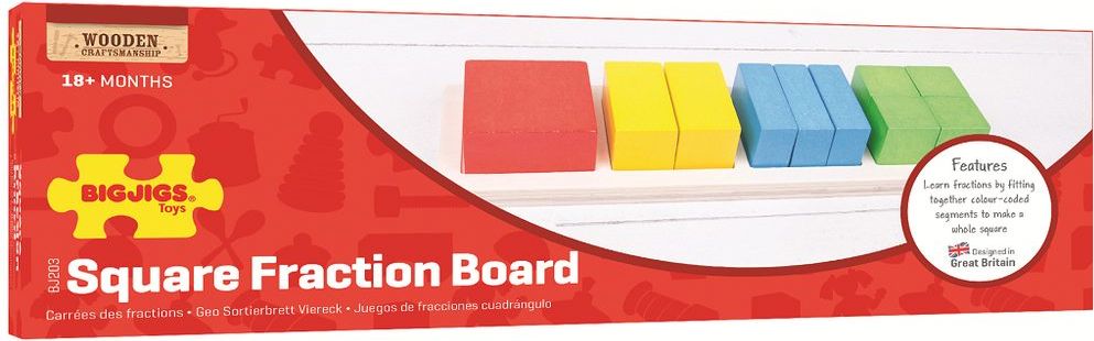 Bigjigs Toys Vkládací puzzle zlomky čtverce - obrázek 3
