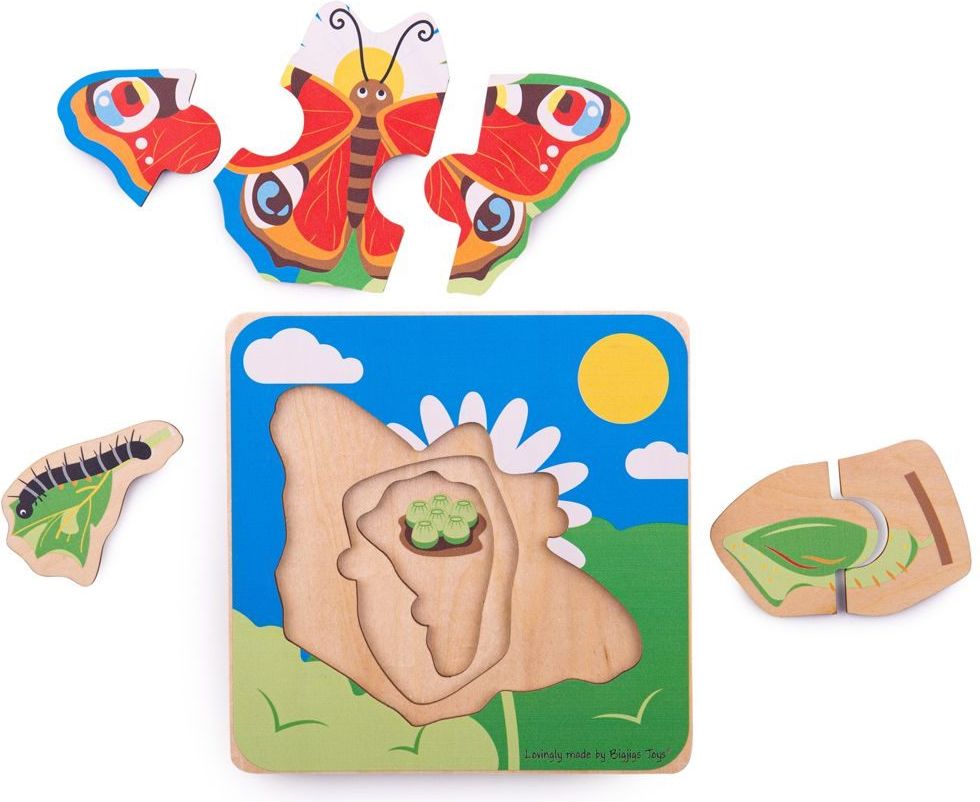 Bigjigs Toys Vkládací puzzle životní cykly motýla - obrázek 2