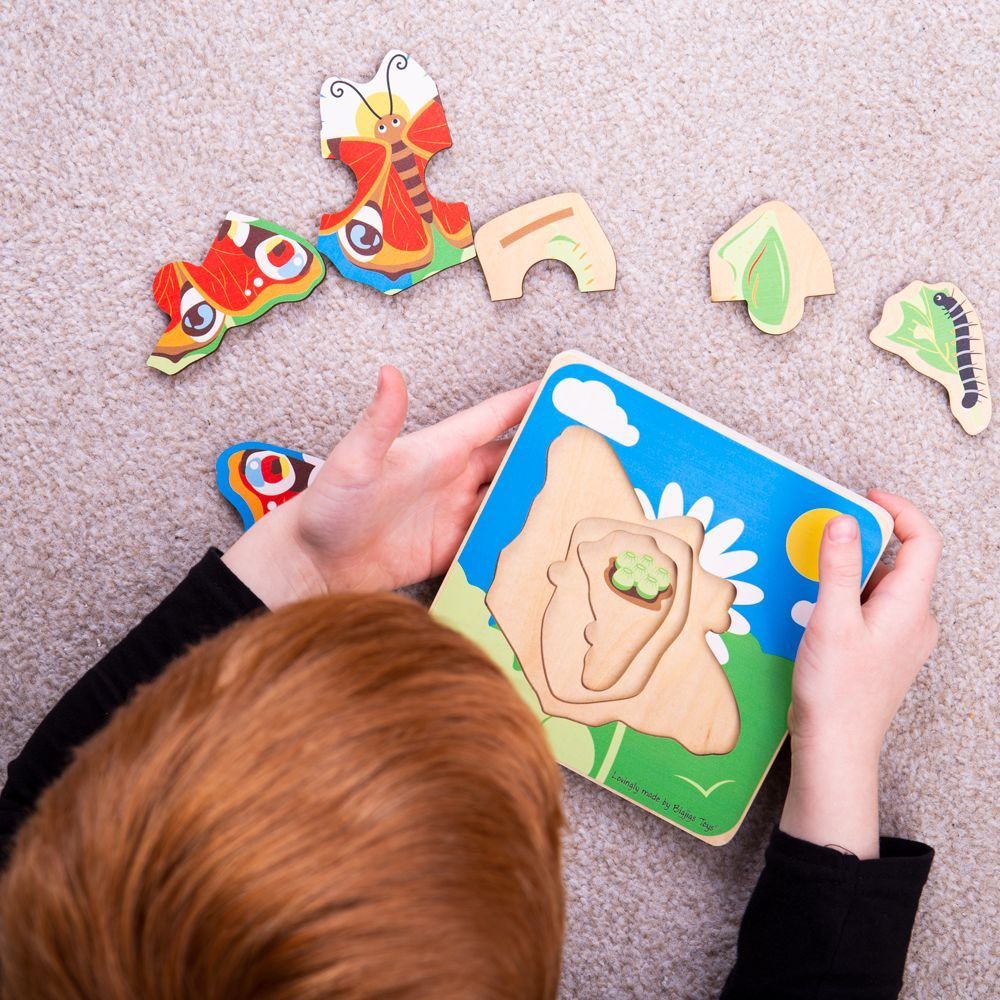 Bigjigs Toys Vkládací puzzle životní cykly motýla - obrázek 3