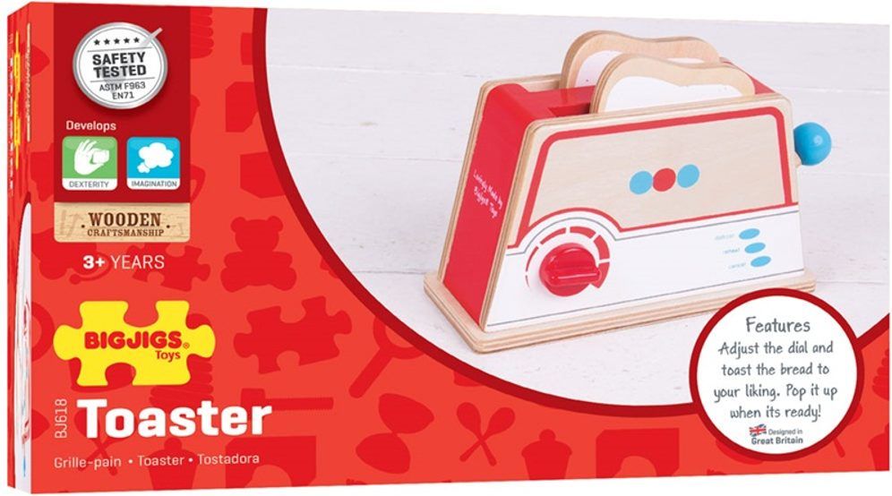 Bigjigs Toys- Dřevěné hračky - Toaster - obrázek 3