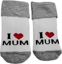 Dětské ponožky bavlna - I LOVE MUM bílé se šedou - vel.80-86 - obrázek 1