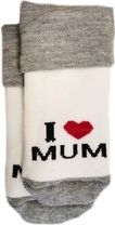 Dětské ponožky bavlna - I LOVE MUM bílé se šedou - vel.80-86 - obrázek 2