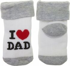 Ponožky dětské froté - I LOVE DAD bílé se šedou - vel.80-86 - obrázek 1