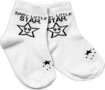 Dětské ponožky bavlna - LITTLE STAR bílé s černou - vel.92-98 - obrázek 1