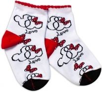 Dětské ponožky bavlna - MINNIE LOVE bílé s červenou - vel.92-98 - obrázek 1