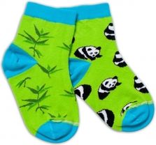 Dětské ponožky bavlna - PANDA zelené s tyrkysovou - vel.92-98 - obrázek 1