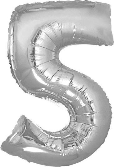 100 cm Balónek číslice | Stříbrný 5 - obrázek 1