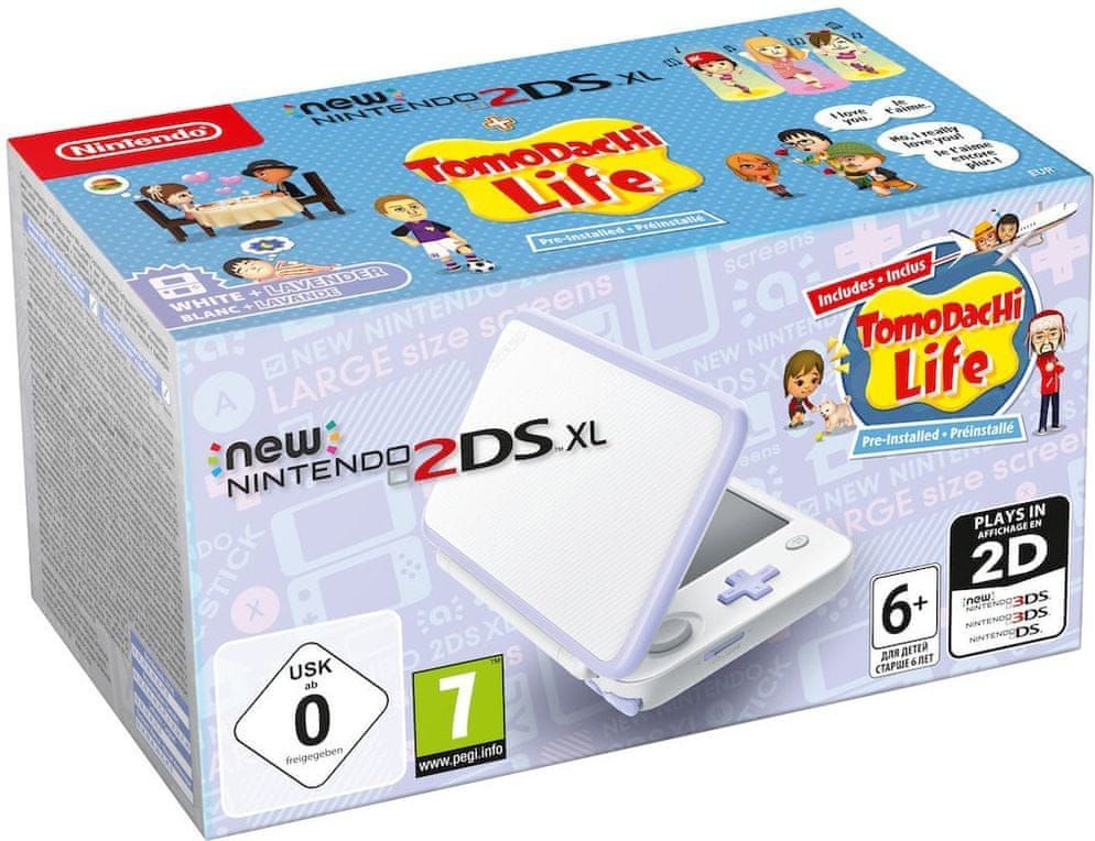 Nintendo New 2DS XL, bílá/fialová + Tomodachi Life (NI3H97260) - obrázek 1