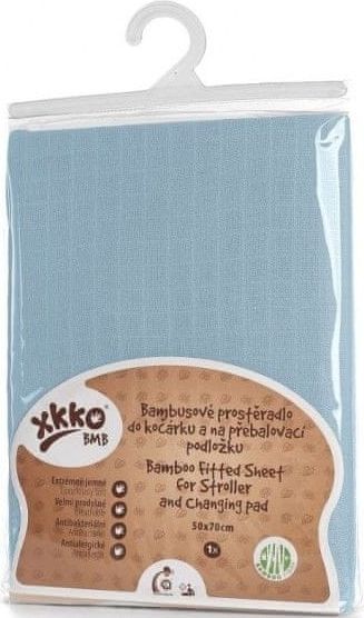 XKKO Bambusové prostěradlo s gumou 50x70, Baby Blue - obrázek 1