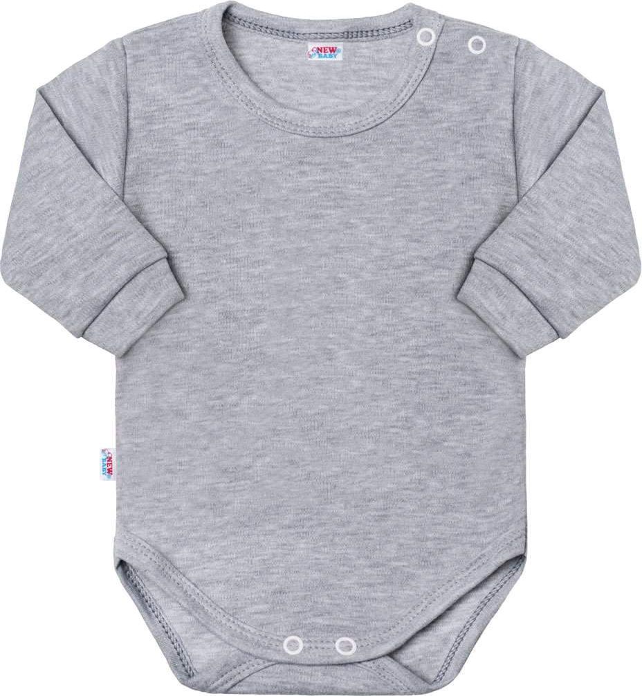 Kojenecké body s dlouhým rukávem New Baby Pastel šedý melír - 56 (0-3m) - obrázek 1