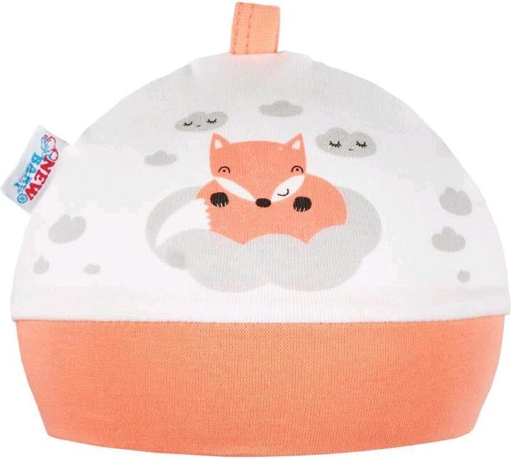 Kojenecká bavlněná čepička New Baby Liška lososová&nbsp;-&nbsp;62 (3-6m) - obrázek 1