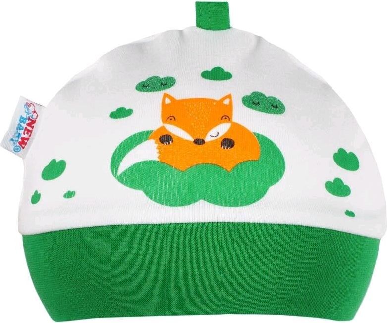 Kojenecká bavlněná čepička New Baby Liška zelená&nbsp;-&nbsp;68 (4-6m) - obrázek 1