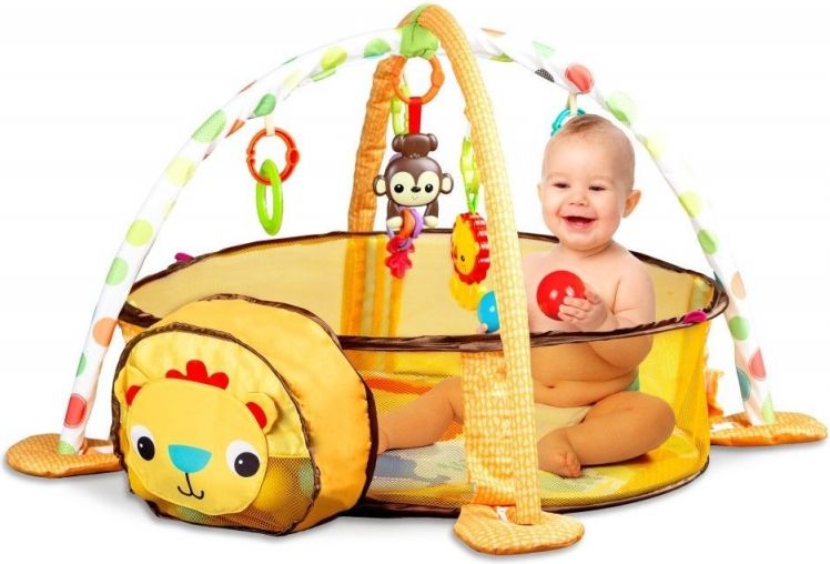 ECO TOYS Vzdělávací hrací deka s hračkami a míčky Eco Toys - Lev - obrázek 1