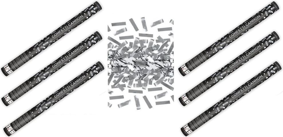 Konfety 60cm STŘÍBRNÉ METALICKÉ 6 ks - obrázek 1