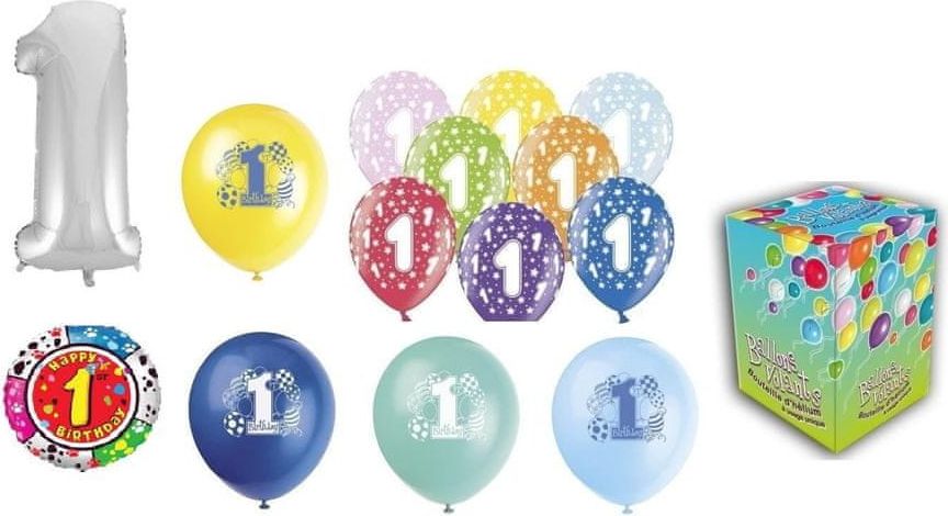 Helium sada 1.NAROZENINY VELKÁ OSLAVA KLUK + 20 latexových a fóliových balónků - obrázek 1