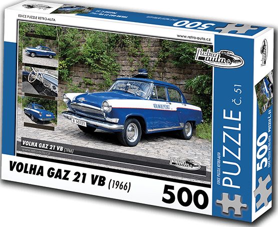 RETRO-AUTA© Puzzle č. 51 - VOLHA GAZ 21 VB (1966) 500 dílků - obrázek 1