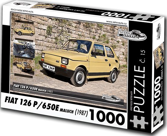 RETRO-AUTA Puzzle č. 15 Fiat 126P, 650E maluch (1983) 1000 dílků - obrázek 1