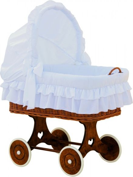 Proutěný koš na miminko s boudičkou Martin - bílá - obrázek 1