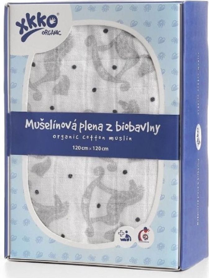 KIKKO Mušelínové pleny z biobavlny Rocking horses silver - obrázek 1