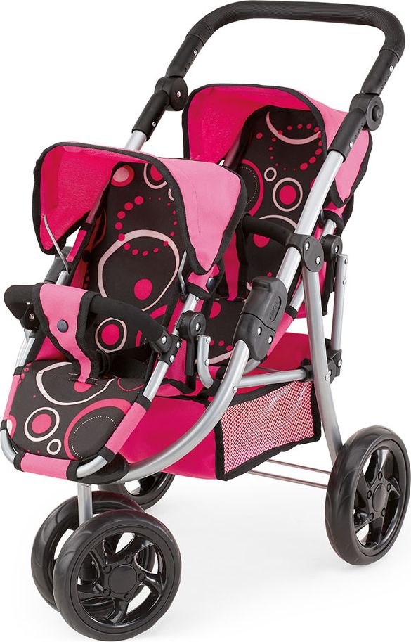 Bayer Design Kočárek pro panenky Twin Jogger růžovo-černý 22486 72x38x60cm - obrázek 1