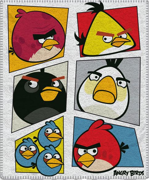 Halantex Fleece deka Angry Birds bílá polyester 120/150 cm - obrázek 1