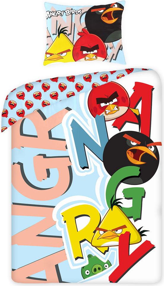 Halantex Povlečení Angry Birds písmena bavlna 140x200, 70x80cm - obrázek 1