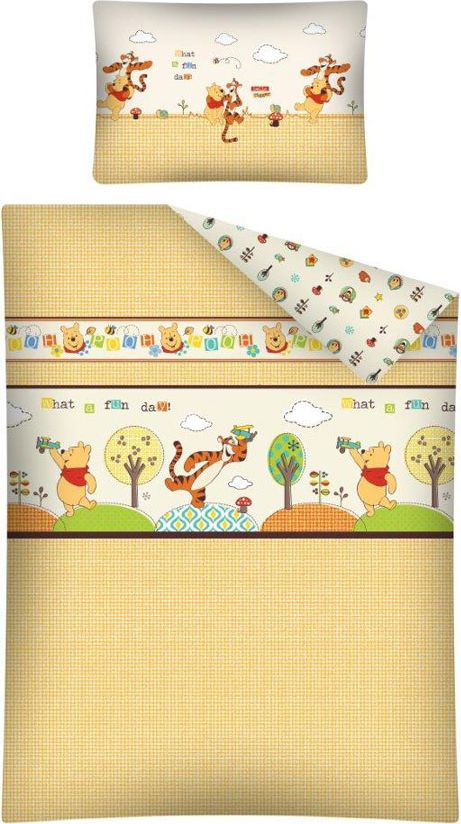 Detexpol Povlečení do postýlky Medvídek Pů žloutková bavlna 100/135, 40/60 cm - obrázek 1