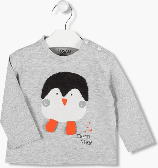 Losan chlapecké tričko s tučňákem 68 šedá - obrázek 1