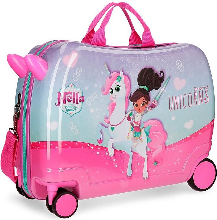 JOUMMABAGS Dětský kufřík na kolečkách Princezna Nella a jednorožec lila MAXI ABS plast, 50x38x20 cm, objem 34 l - obrázek 1