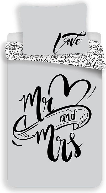 JERRY FABRICS Povlečení Mr and Mrs 100% Bavlna 140/200, 70/90 cm - obrázek 1