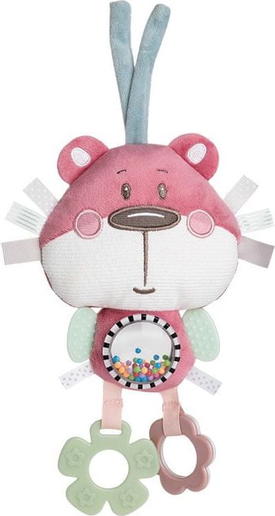 Canpol babies Plyšová edukační zavazovací hračka Pastel Friends růžový medvídek - obrázek 1