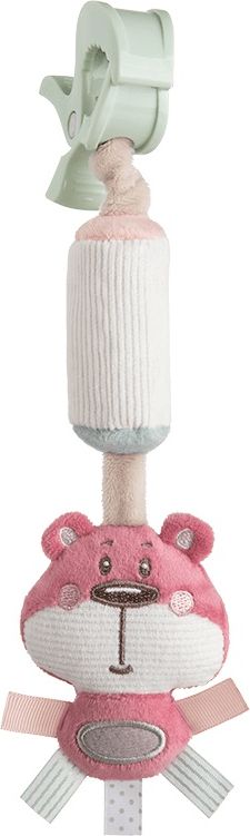 Canpol babies Plyšová hračka se zvonečkem a klipem Pastel Friends růžový medvídek - obrázek 1