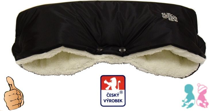 Zimní rukávník na kočárek černý/krémový Lama LUX Fantasie - obrázek 1