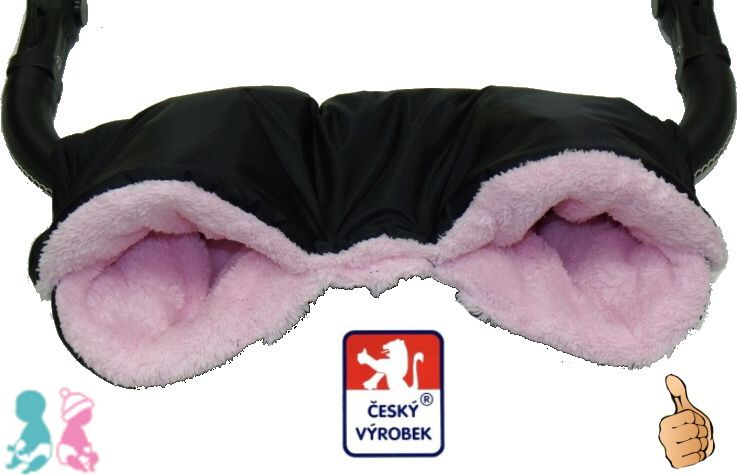 Rukávník na kočárek černý/světle růžová Lama LUX Fantasie - obrázek 1