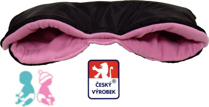 Zimní rukávník na kočárek Dětský svět černá/střední růžová LUX - obrázek 1