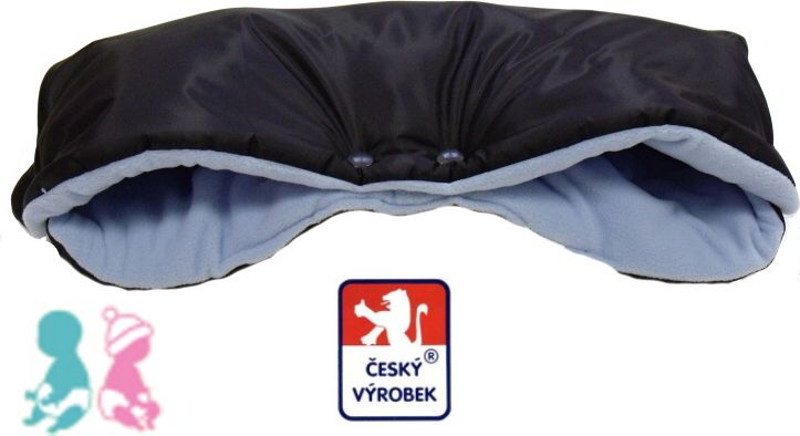 Zimní rukávník na kočárek, Dětský svět černá/světlemodrá LUX - obrázek 1