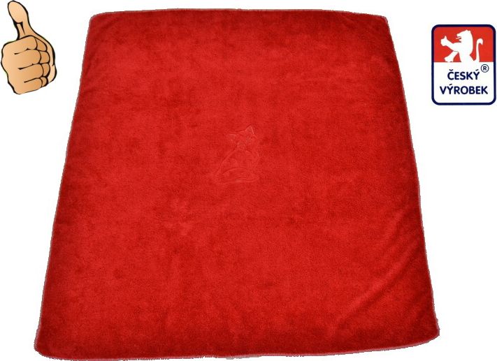 Dětská deka, chlupaťoučká  Lama, červená s kočičkou - obrázek 1