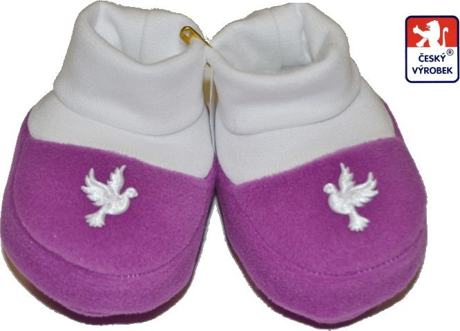 Kojenecké papučky, Dětský svět, fleece, fialové - obrázek 1