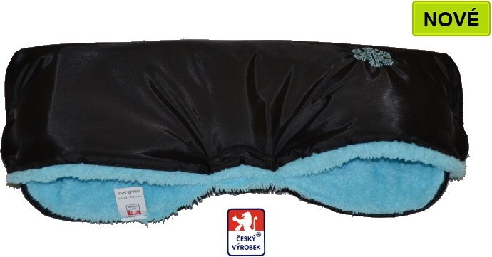 Rukávník na kočárek, Dětský svět, černý/světlý tyrkys, Lamový  LUX Fantasie - obrázek 1