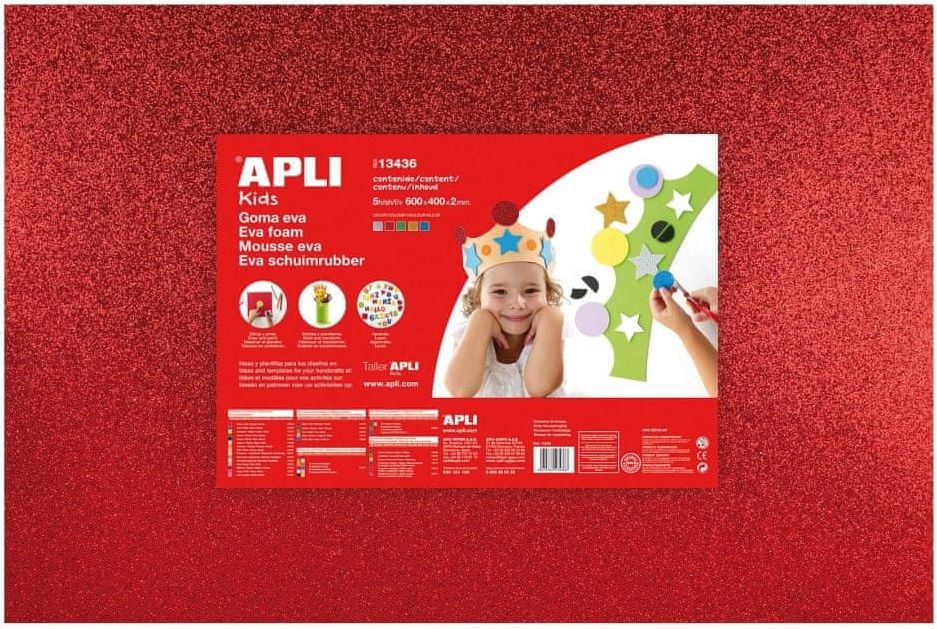 Apli Pěnovka 600x400x2 mm se třpytkami mix barev/5 listů