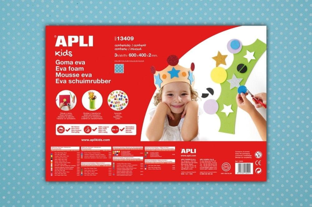 Apli Pěnovka 600x400x2 mm s potiskemi modrá - tečky/3 listy