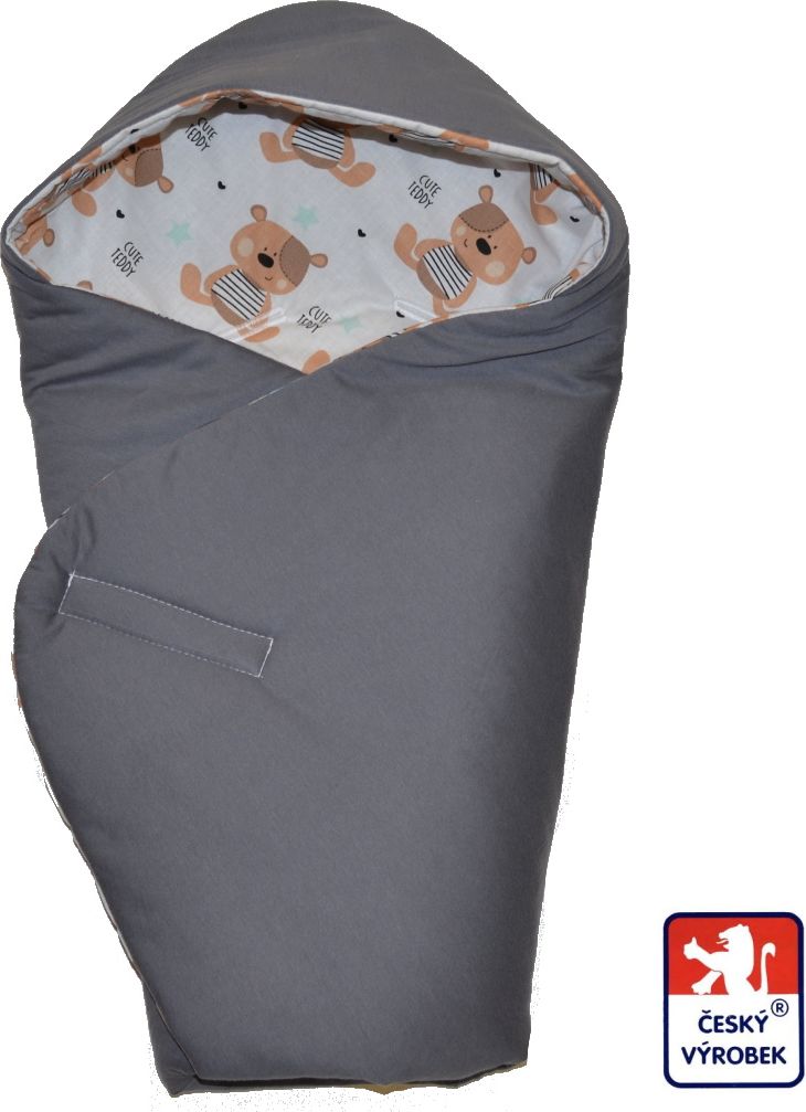 Kojenecká rychlozavinovačka do autosedačky, Dětský svět, šedá s Medvídkem cute teddy - obrázek 1