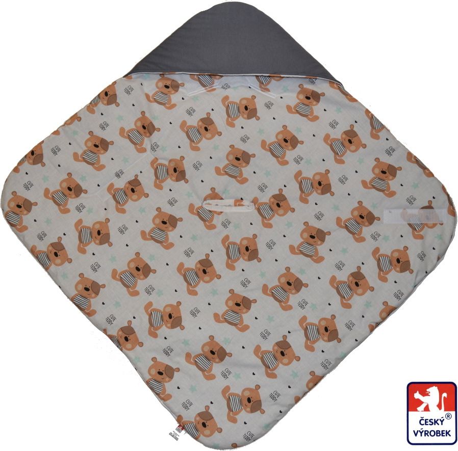 Kojenecká rychlozavinovačka do autosedačky, Dětský svět, šedá s Medvídkem cute teddy - obrázek 5